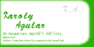 karoly agular business card